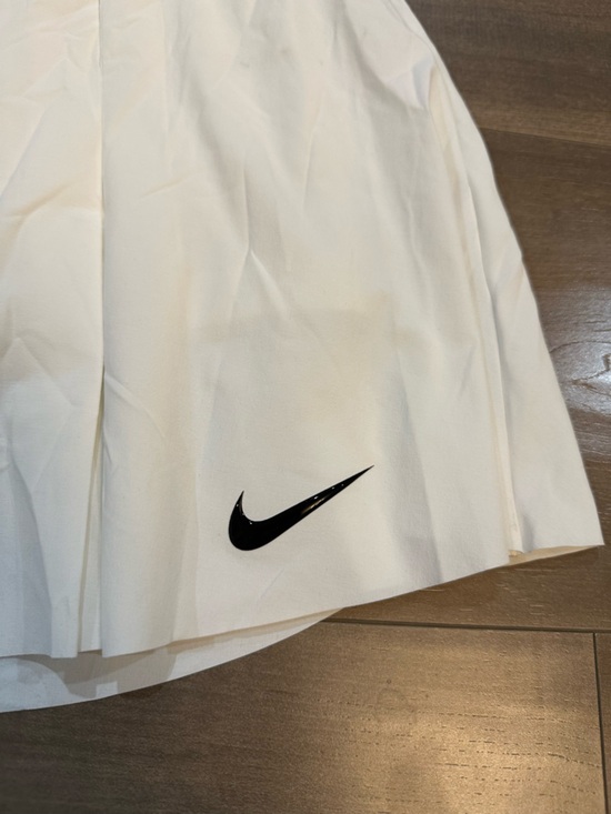 Nike White Pleated Tennis Skirt with Black Swoosh - Picture 3 of 5